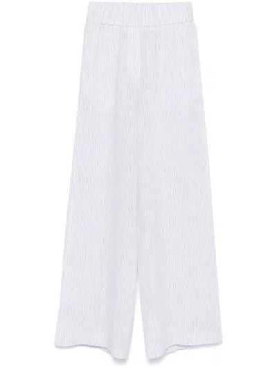 Peserico High-waisted Linen Pants With Relaxed Fit In White