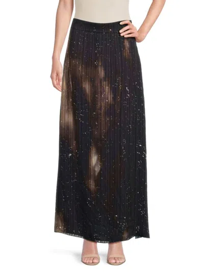 Peserico Women's Printed Pleated Maxi Skirt In Blue
