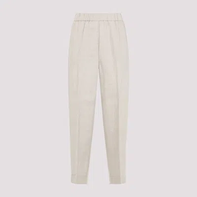 Peserico Women's Regular & Straight Leg Linen Trousers In White