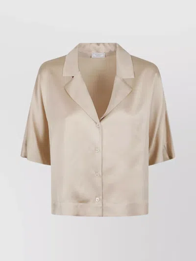Peserico Women's Satin Collared Neck Shirt In Neutrals