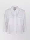Peserico Cropped White Poplin Shirt With Hidden Buttoning
