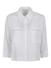 Peserico Cropped White Poplin Shirt With Hidden Buttoning In White