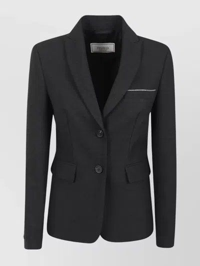 Peserico Single-breasted Pointed Lapel Suit Jacket In Black