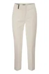 Peserico Stretch Cotton Gabardine Cigarette Trousers In White