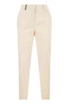 Peserico Stretch Cotton Gabardine Cigarette Trousers In Cream