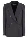 Peserico Stretch Viscose Cady Blazer In Blue