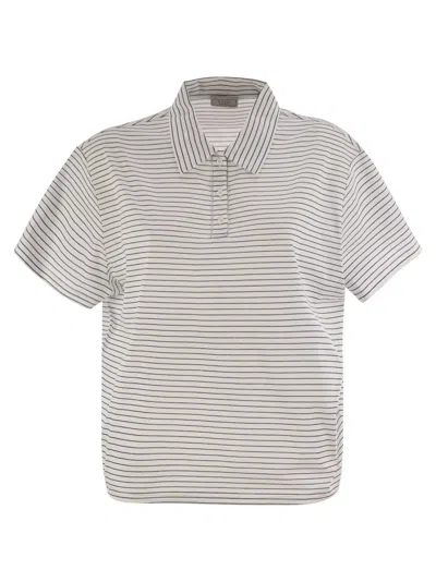 Peserico Women Striped Cotton Jersey Polo Shirt