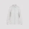 Peserico Vertical Stripe Long-sleeved Shirt With Classic Collar And Concealed Placket In Gray