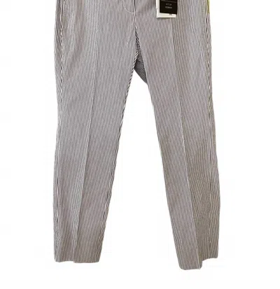 Peserico Women's Striped Straight Leg Pants In Brown/white In Multi