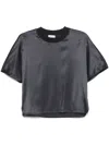 Peserico Silk Blend T-shirt With Glossy Finish In Black