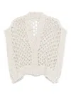 Peserico Sequin-embellished Open-knit Cardigan In White