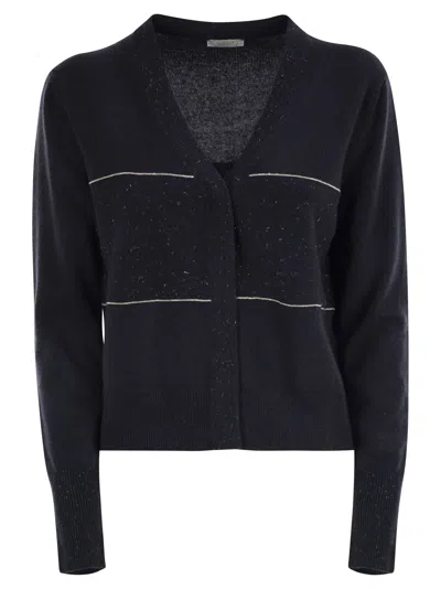 Peserico Women Tricot Cardigan With Light Spots In Blue