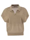 Peserico Women Tricot Polo Shirt In Pure Cotton Crepe Yarn In Brown