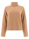 Peserico Turtleneck Sweater With Metallic Lurex In Brown