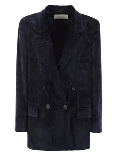 PESERICO WOMEN'S VELVET DOUBLE-BREASTED BLAZER
