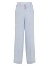 Peserico Pinstriped Linen Straight Trousers In Blue