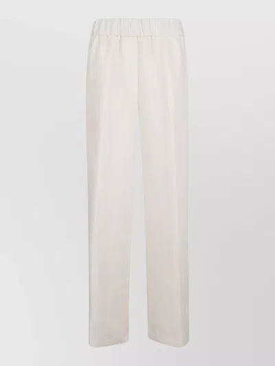 Peserico Womens Linen Straight Leg Trousers Resca In White