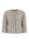 Peserico Wool And Alpaca Mesh Cardigan In Gray