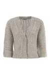 Peserico Wool And Alpaca Mesh Cardigan In Gray