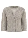 Peserico Wool And Alpaca Mesh Cardigan In Gray