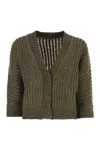 Peserico Wool And Alpaca Mesh Cardigan In Green