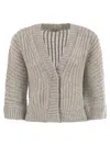 Peserico Wool And Alpaca Mesh Cardigan In Neutral