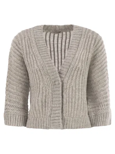 PESERICO WOOL AND ALPACA MESH CARDIGAN