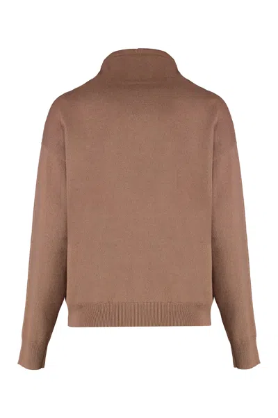 Peserico Wool And Cachemire Turtleneck Pullover In Brown