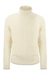 Peserico Wool And Cashmere Cable-knit Turtleneck Sweater