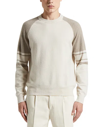 Peserico Wool And Cashmere Color Blocked Sweater In White