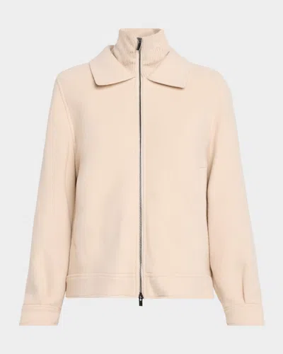 Peserico Wool And Cashmere Double Cloth Jacket In Neutral