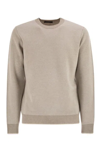 Peserico Long Sleeve Ribbed Sweater In Neutral