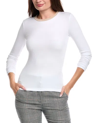 Peserico Wool & Cashmere-trim T-shirt In White