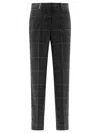 Peserico Check Pattern Wool And Cashmere Trousers In Grey