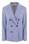 PESERICO PESERICO WOOL AND LINEN CANVAS DOUBLE-BREASTED BLAZER