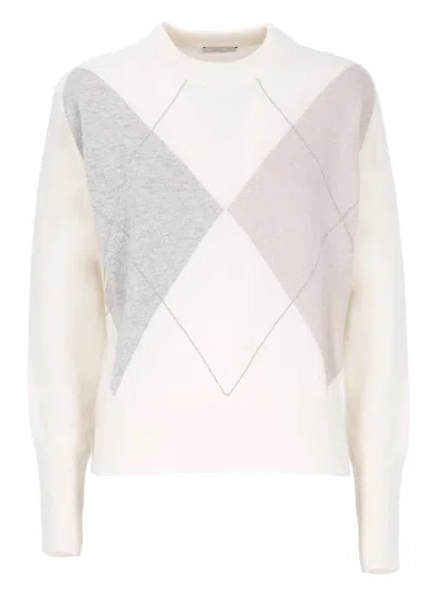 Peserico Wool And Silk Sweater In White
