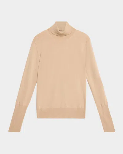Peserico Wool And Viscose Lurex Turtleneck Sweater In Nude