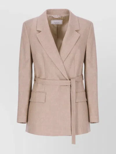 PESERICO WOOL BLAZER WITH NOTCHED LAPELS AND BELT