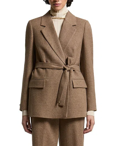 Peserico Wool Blend Belted Jacket In Brown