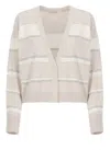 Peserico Bead-embellished Cardigan In Natural