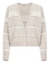 Peserico Bead-embellished Cardigan In Neutrals