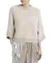 Peserico Crewneck Open-stitch Tricot Sweater In Barley