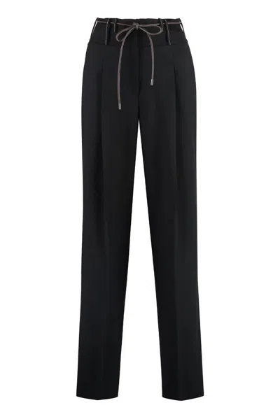Peserico Women's Wool Blend Trousers In Black