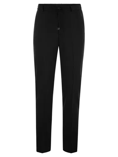 Peserico Wool-blend Flannel Trousers In Black