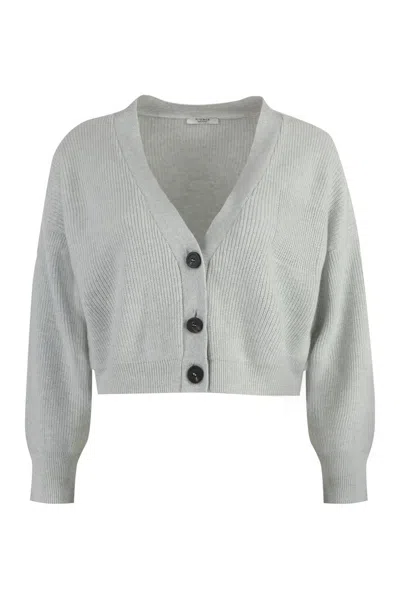 Peserico Wool-blend Cardigan In Grey