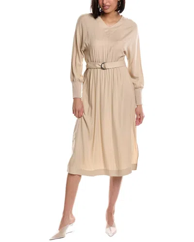 Peserico Wool-blend Midi Dress In Beige