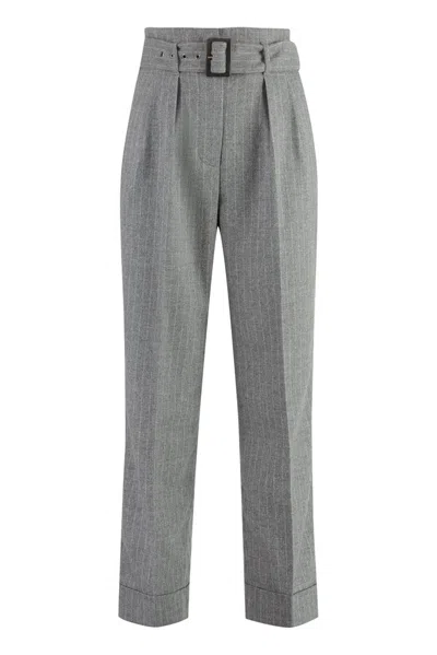 Peserico Wool Blend Trousers In Grey