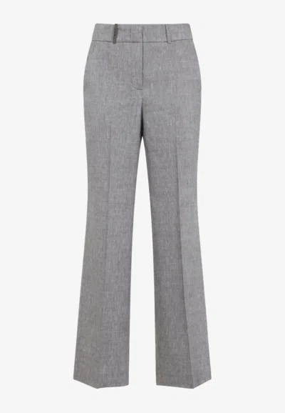 Peserico Wool Blend Tailored Pants In Gray