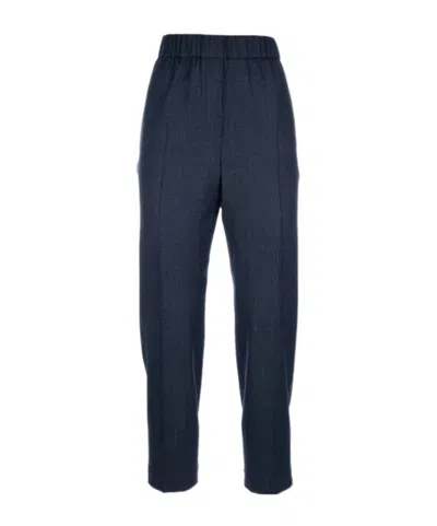 Peserico Wool-blend Trousers In Blue