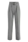 Peserico Pinstripe Belted Trousers In Gray